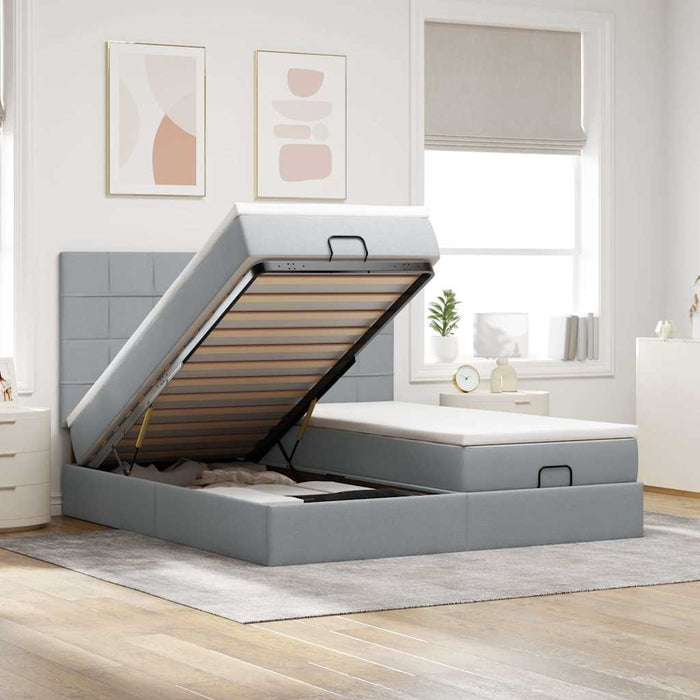 vidaXL Struttura Letto Pouf con Materassi 180x200 cm in Tessuto