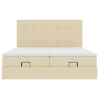 Struttura Letto Pouf con Materassi Crema 200x200 cm in Tessuto 3313704