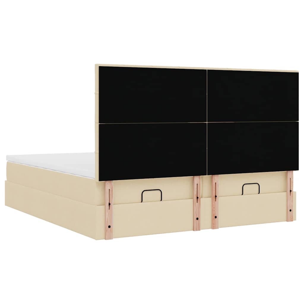 Struttura Letto Pouf con Materassi Crema 200x200 cm in Tessuto 3313704