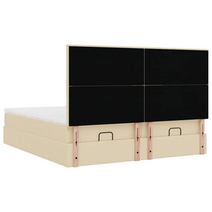 Struttura Letto Pouf con Materassi Crema 200x200 cm in Tessuto 3313704