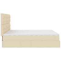 Struttura Letto Pouf con Materassi Crema 200x200 cm in Tessuto