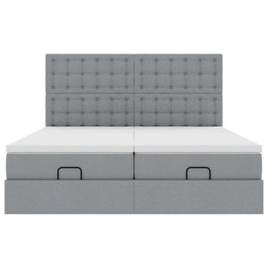 vidaXL Struttura Letto Pouf con Materassi 200x200 cm in Tessuto