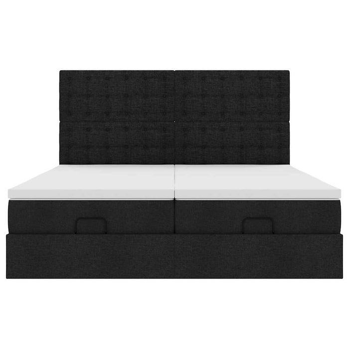 Struttura Letto Pouf con Materassi Nero 200x200 cm in Tessuto 3313743