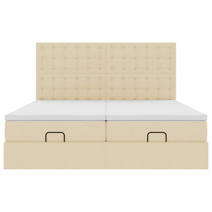 Struttura Letto Pouf con Materassi Crema 200x200 cm in Tessuto 3313746