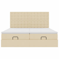 Struttura Letto Pouf con Materassi Crema 200x200 cm in Tessuto