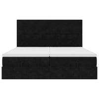 Struttura Letto Pouf con Materassi Nero 180x200 cm in Velluto 3313756