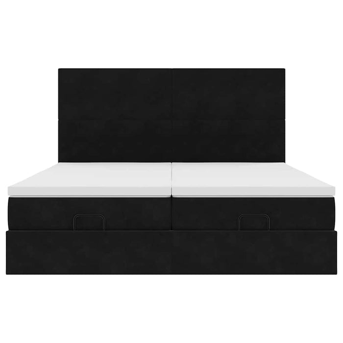 vidaXL Struttura Letto Pouf con Materassi Nero 200x200 cm Velluto