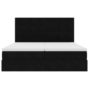 vidaXL Struttura Letto Pouf con Materassi Nero 180x200 cm in Velluto