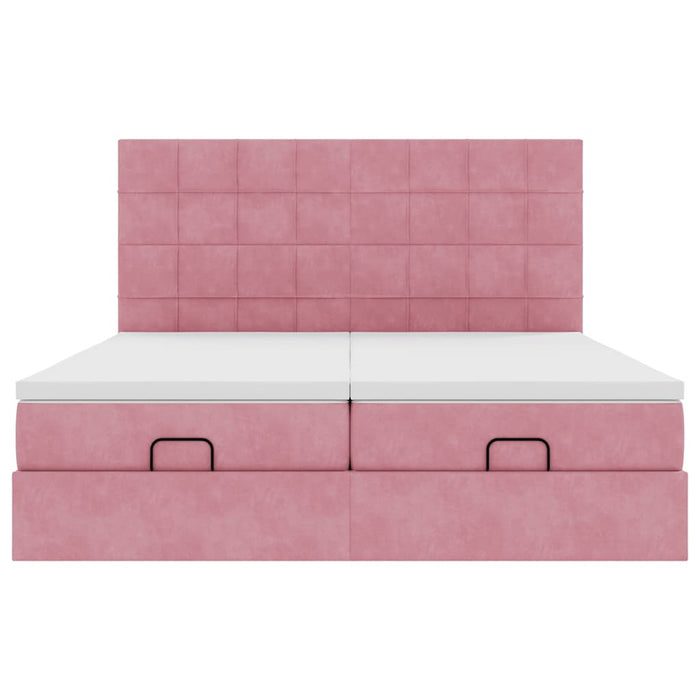 vidaXL Struttura Letto Pouf con Materassi Rosa 200x200 cm Velluto
