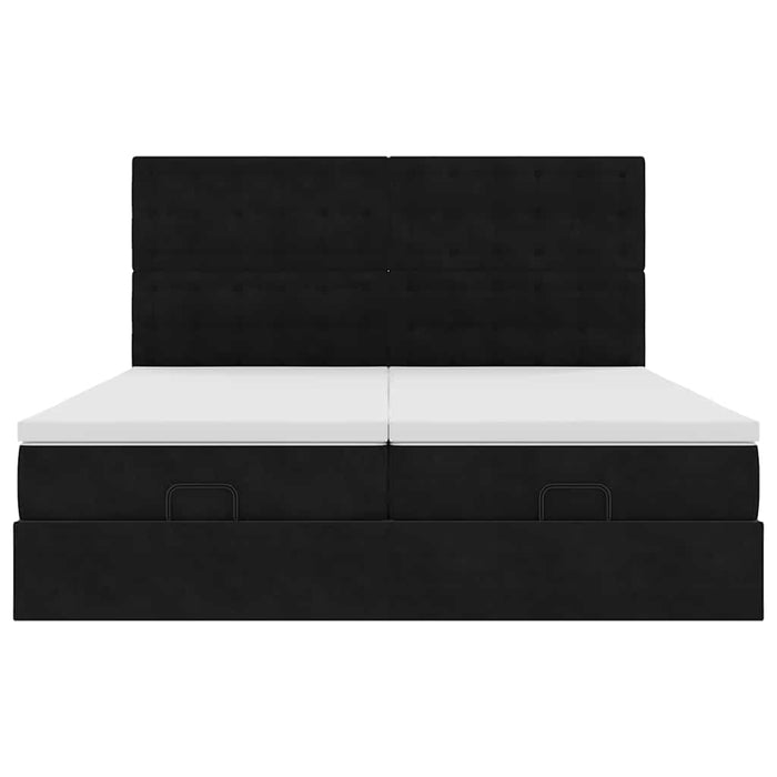 vidaXL Struttura Letto Pouf con Materassi Nero 180x200 cm in Velluto