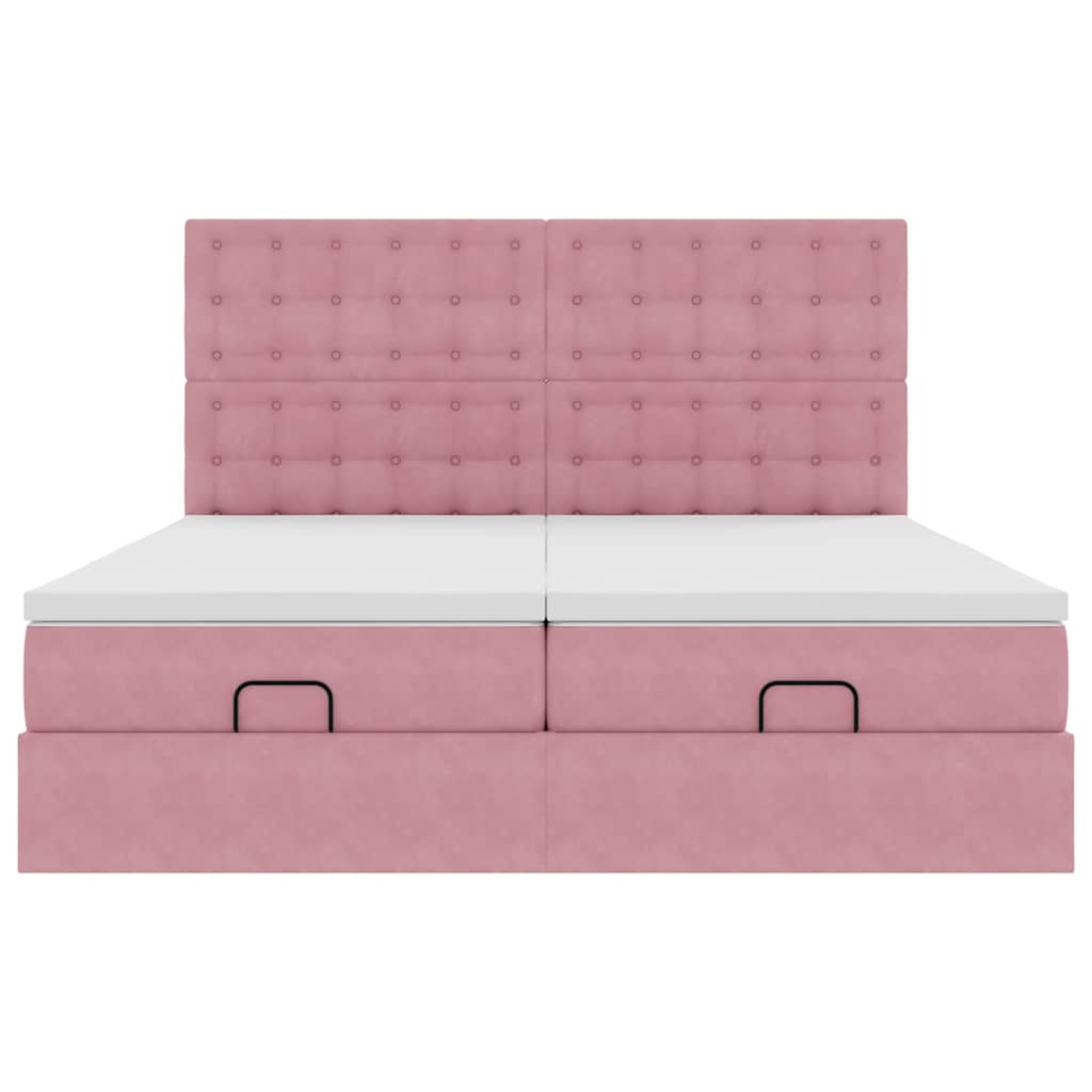vidaXL Struttura Letto Pouf con Materassi Rosa 200x200 cm Velluto
