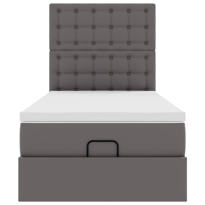 vidaXL Struttura Letto Pouf con Materasso Grigio 80x200 cm Similpelle