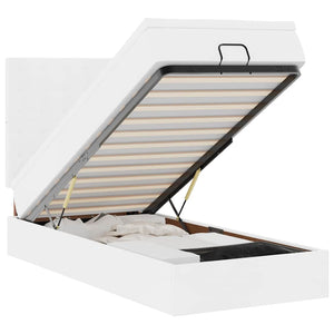 Struttura Letto Pouf con Materasso Bianco 90x190 cm Similpelle 3313826