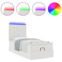 Struttura Letto Pouf con Materasso Bianco 90x190 cm Similpelle 3313826