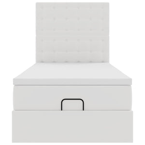 Struttura Letto Pouf con Materasso Bianco 90x190 cm Similpelle 3313826