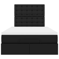 Struttura Letto Pouf con Materasso Nero 120x190 cm Similpelle