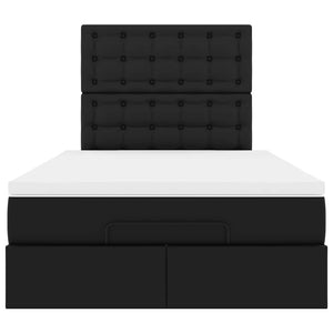 Struttura Letto Pouf con Materasso Nero 120x190 cm Similpelle