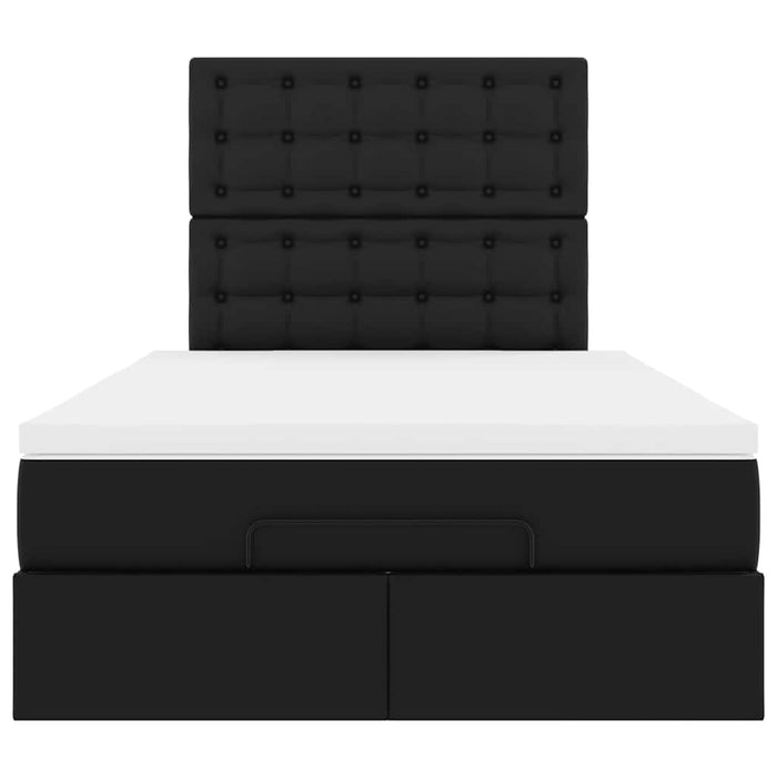 Struttura Letto Pouf con Materasso Nero 120x190 cm Similpelle