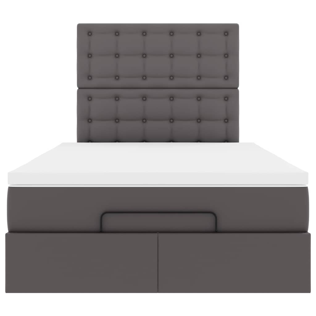 Struttura Letto Pouf con Materasso Grigio 120x190 cm Similpelle