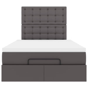 Struttura Letto Pouf con Materasso Grigio 120x190 cm Similpelle