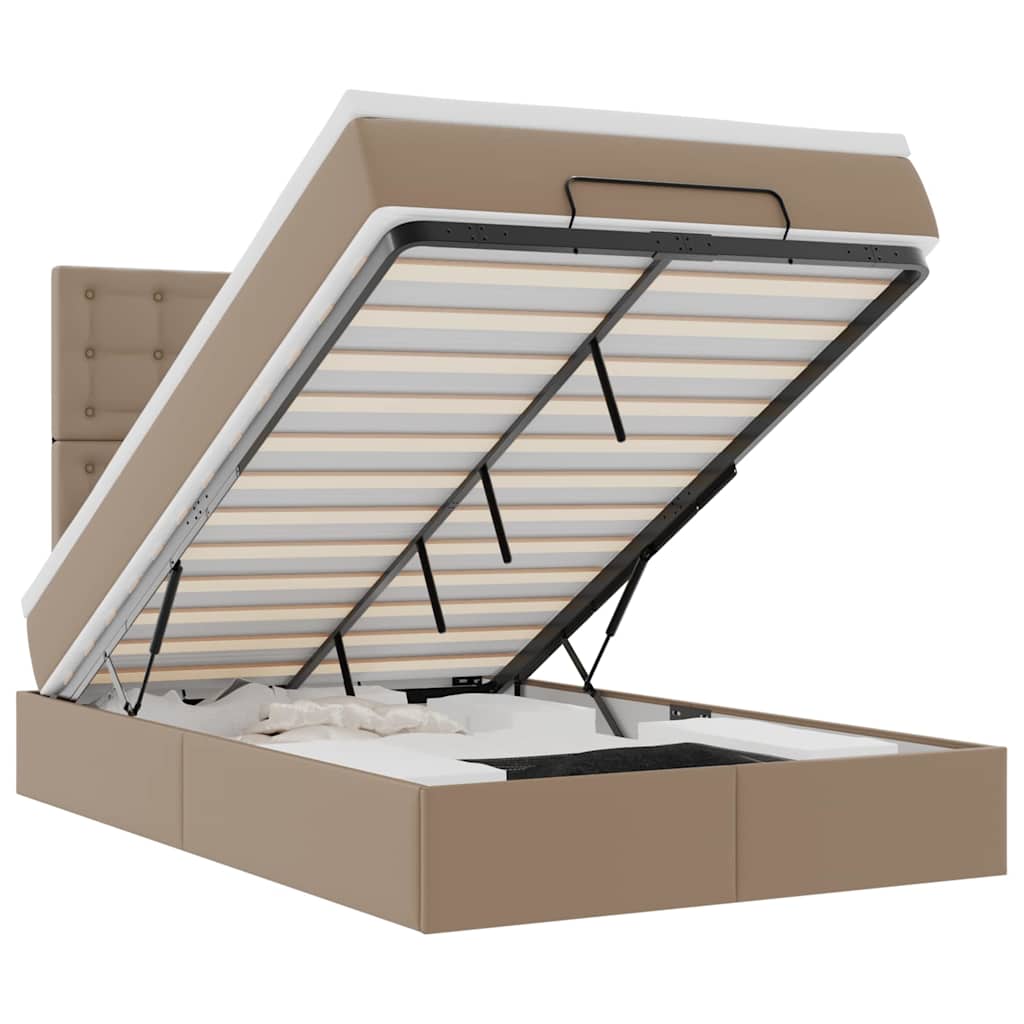 vidaXL Struttura Letto Pouf con Materasso 120x200 cm Similpelle