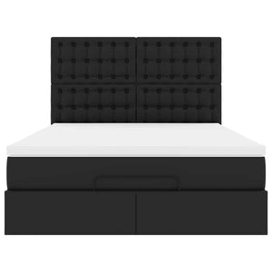 Struttura Letto Pouf con Materasso Nero 140x190 cm Similpelle 3313850