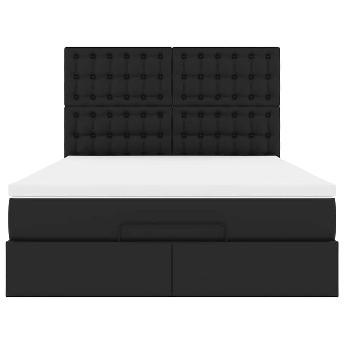 vidaXL Struttura Letto Pouf con Materasso Nero 140x190 cm Similpelle