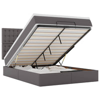 vidaXL Struttura Letto Pouf con Materasso Grigio 140x200 cm Similpelle