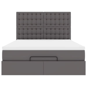 vidaXL Struttura Letto Pouf con Materasso Grigio 140x200 cm Similpelle
