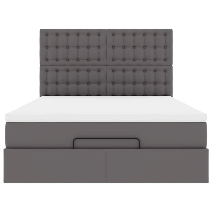 vidaXL Struttura Letto Pouf con Materasso Grigio 140x200 cm Similpelle