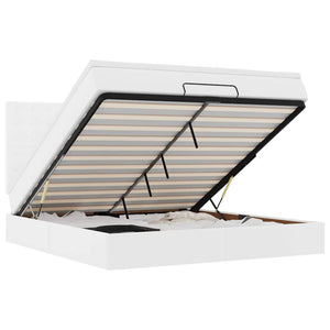 Struttura Letto Pouf con Materasso Bianco 160x200 cm Similpelle 3313861