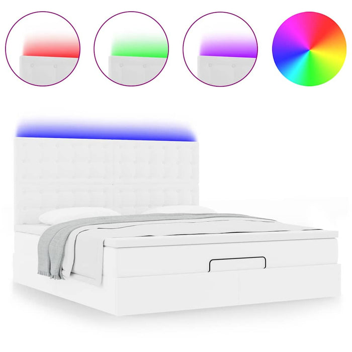 Struttura Letto Pouf con Materasso Bianco 160x200 cm Similpelle 3313861