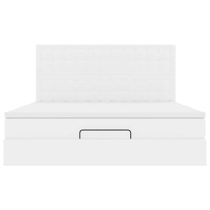 Struttura Letto Pouf con Materasso Bianco 160x200 cm Similpelle 3313861