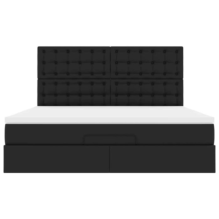 vidaXL Struttura Letto Pouf con Materasso Nero 180x200 cm Similpelle