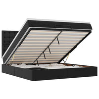 Struttura Letto Pouf con Materassi Nero 200x200 cm Similpelle 3313870