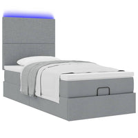 vidaXL Pouf Letto con Materasso e LED Grigio Chiaro 80x200cm Tessuto