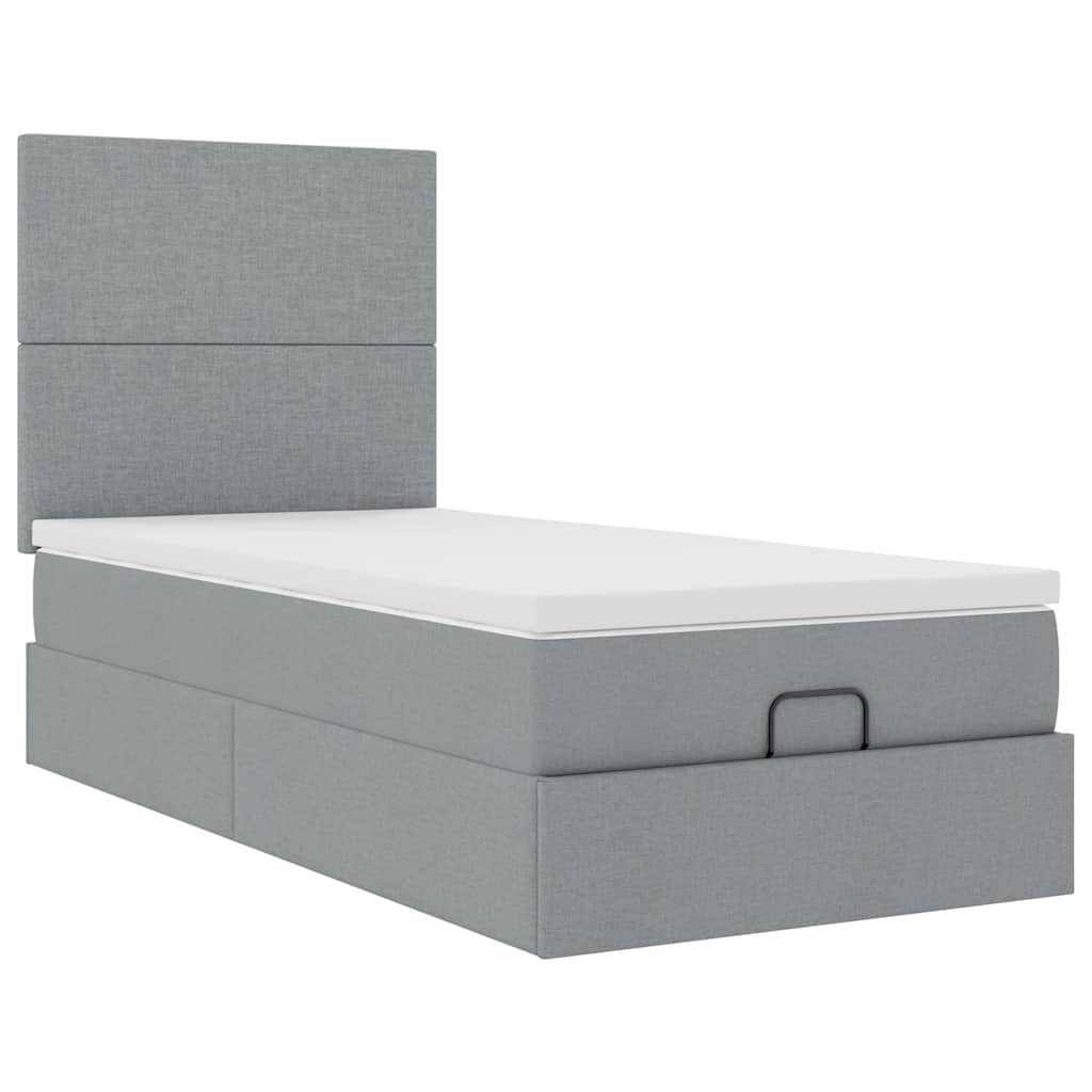 vidaXL Pouf Letto con Materasso e LED Grigio Chiaro 80x200cm Tessuto