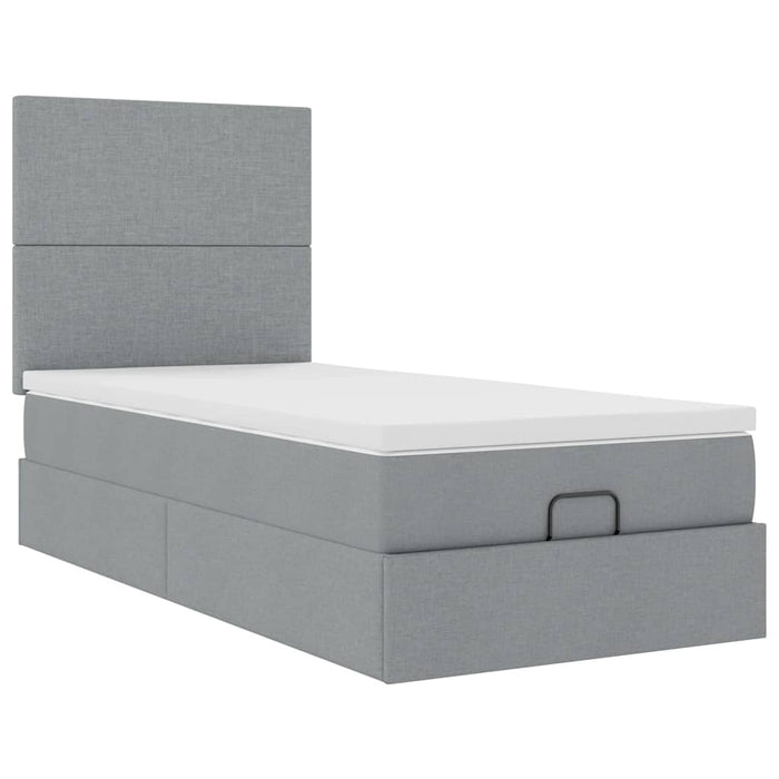 vidaXL Pouf Letto con Materasso e LED Grigio Chiaro 80x200cm Tessuto
