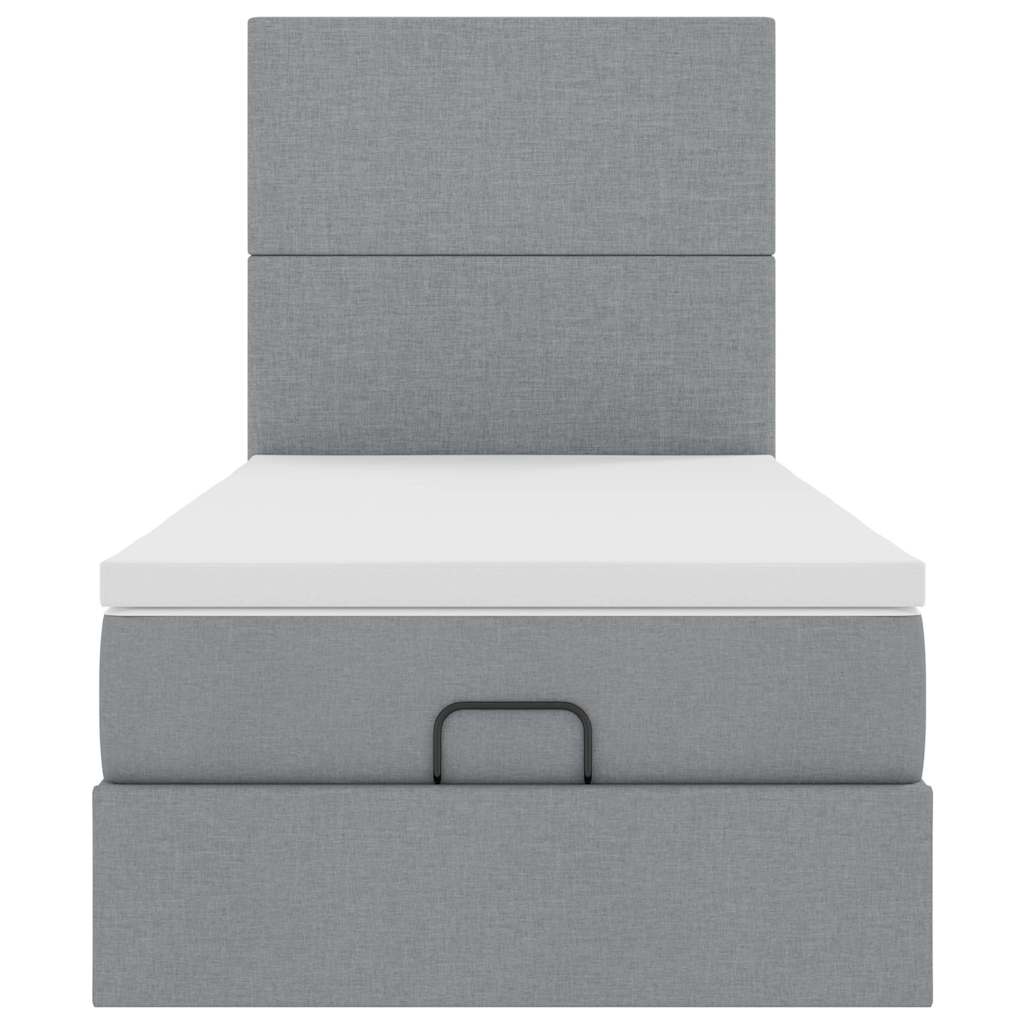 vidaXL Pouf Letto con Materasso e LED Grigio Chiaro 80x200cm Tessuto