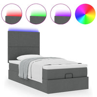 vidaXL Pouf Letto con Materasso e LED Grigio Scuro 80x200cm in Tessuto
