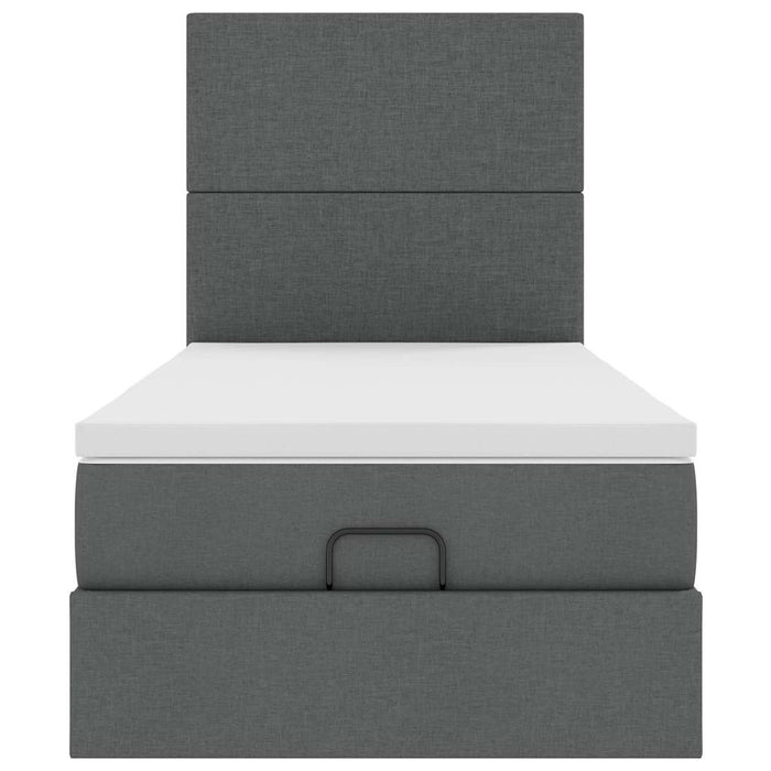 vidaXL Pouf Letto con Materasso e LED Grigio Scuro 80x200cm in Tessuto