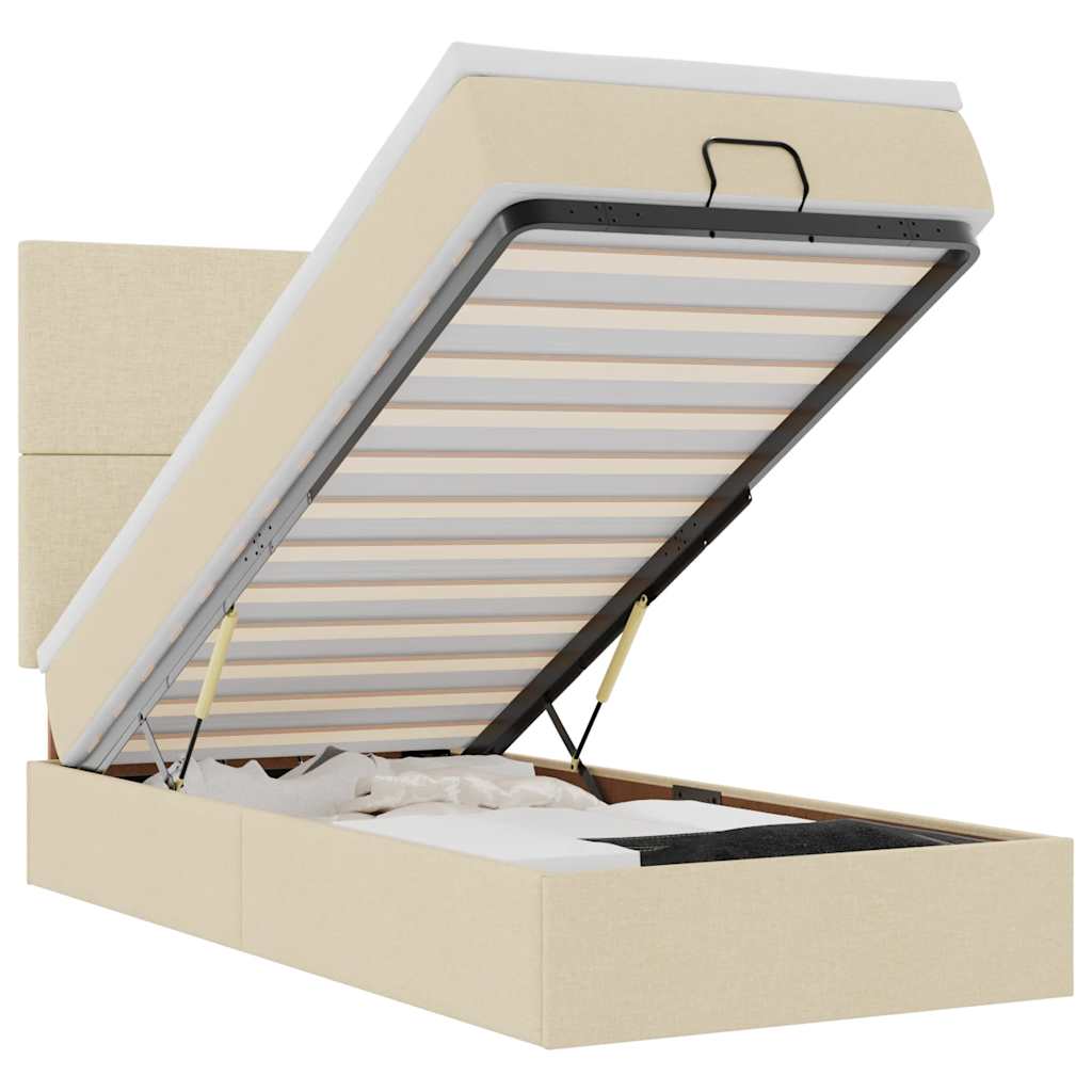 vidaXL Struttura Letto Pouf con Materasso Crema 80x200 cm in Tessuto