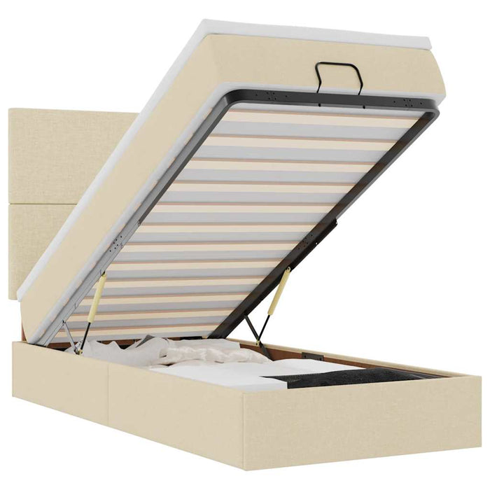 vidaXL Struttura Letto Pouf con Materasso Crema 80x200 cm in Tessuto