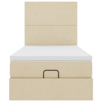 Struttura Letto Pouf con Materasso Crema 80x200 cm in Tessuto 3313883