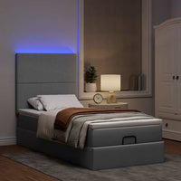 vidaXL Pouf Letto con Materasso e LED Grigio Chiaro 90x200 cm Tessuto