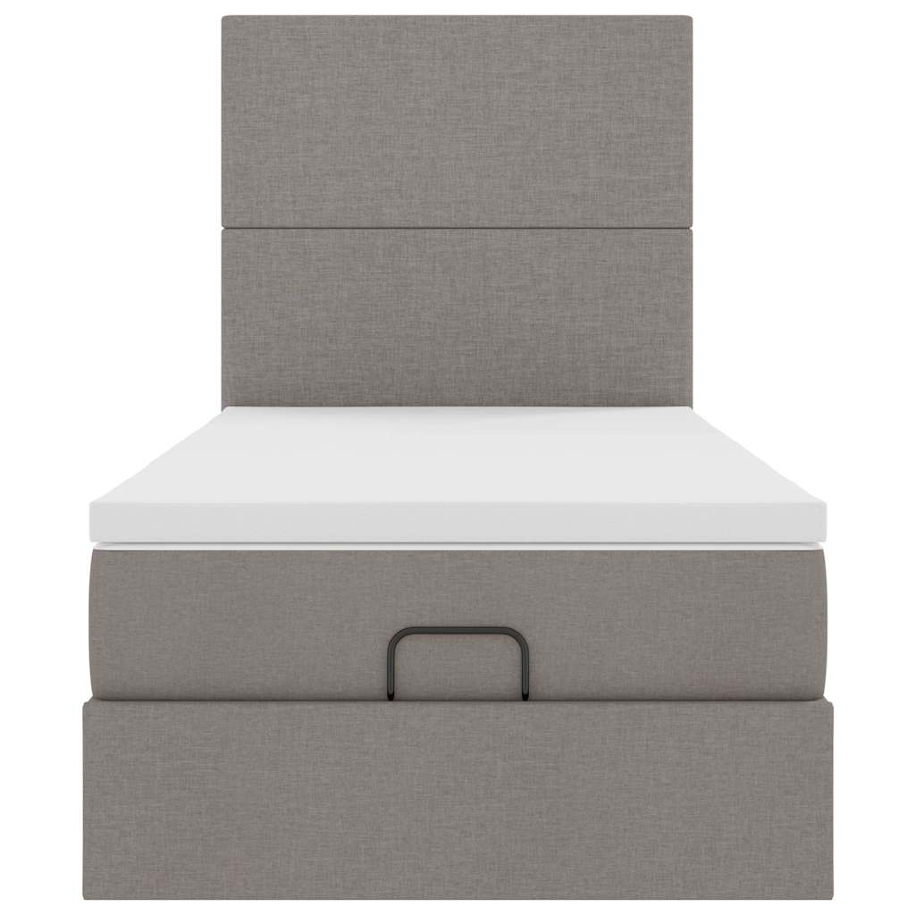 Pouf Letto con Materasso e LED Tortora 90x200 cm in Tessuto