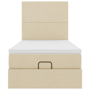 Struttura Letto Pouf con Materasso Crema 100x200 cm in Tessuto 3313904