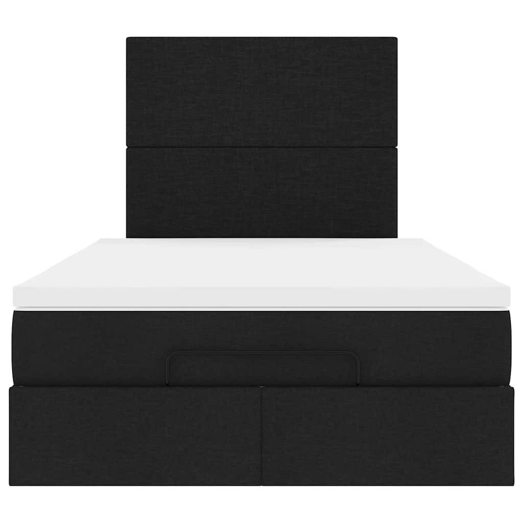 vidaXL Struttura Letto Pouf con Materasso Nero 120x190 cm in Tessuto