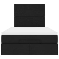 vidaXL Struttura Letto Pouf con Materasso Nero 120x190 cm in Tessuto