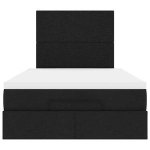 vidaXL Struttura Letto Pouf con Materasso Nero 120x190 cm in Tessuto